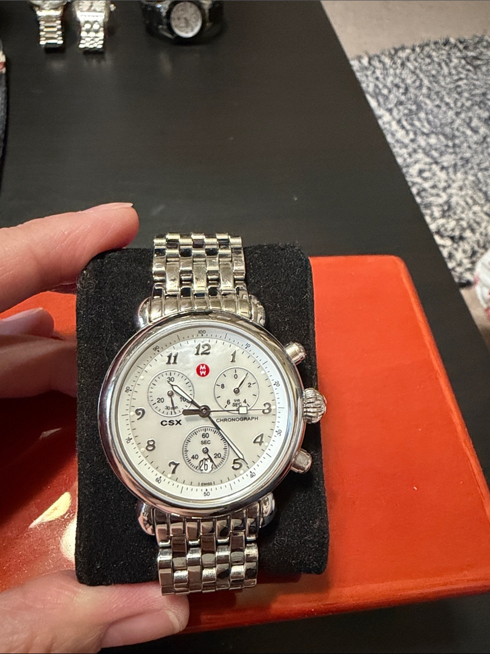 Michele CSX Chronograph Watch - Silver & White Dial